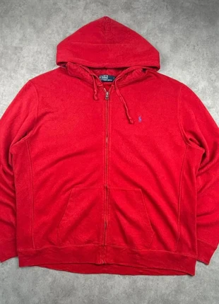 Pull / veste zippée à capuche Ralph Lauren rouge logo brodé bleu - taille XL, brand: Ralph Lauren, condition: Very good, size: XL, €54.90, €58.35 includes Buyer Protection Pro