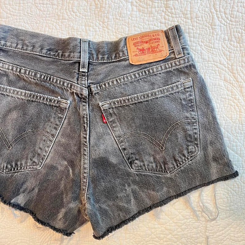 Levi's acid washed gray high waisted cut off shorts 4