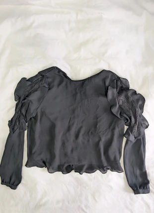 Blouse noire ZARA M manches dentelle & dos boutonné chic, marque: Zara, état: Très bon état, taille: L / 40 / 12, 6,00 €, 7,00 € Protection acheteurs incluse
