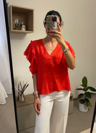 Blusa corallo in Lino e Viscosa, color corallo, marque: Made In Italy, état: Très bon état, taille: M / 38 / 10, 8,00 €, 9,10 € Protection acheteurs incluse