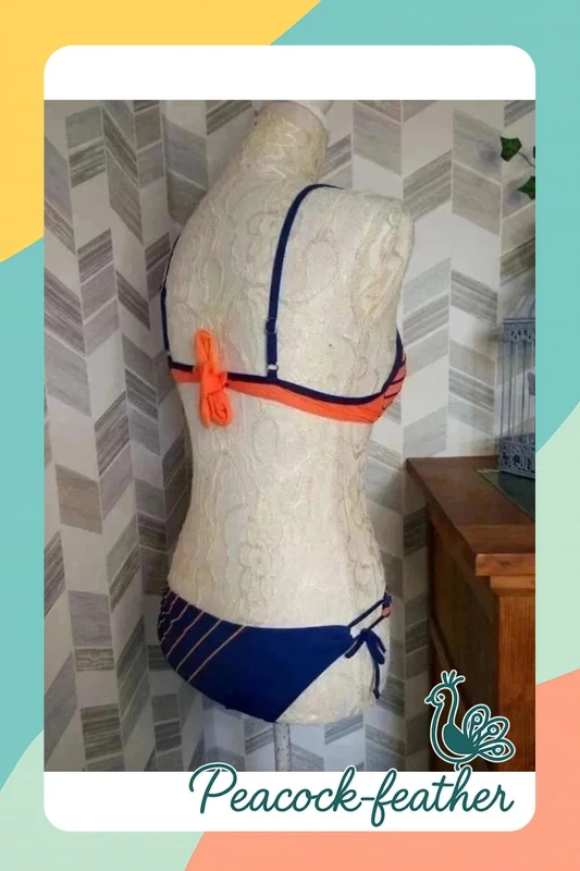 👙maillot de bain orange/bleu 36 push up 👙 - photo numéro 5
