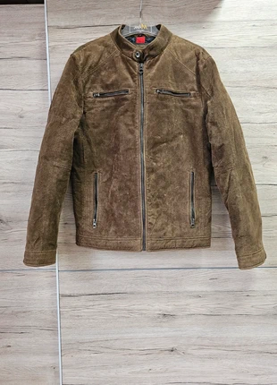 Veste biker en croûte de cuir marron - S, merk: Angelo Litrico, staat: Heel goed, maat: S, € 20,00, € 21,70 inclusief Kopersbescherming
