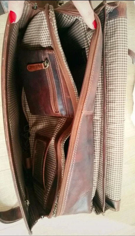 Hochwertige Aktentasche Lehrertasche dickes gewachstes Leder 4