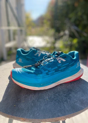 Salomon Ultra Glide bleu/rouge – Trail running – Pointure 43 1/3, marca: Salomon, estado: Novo sem etiquetas, tamanho: 43, €59.99, €63.69 inclui Proteção do Comprador