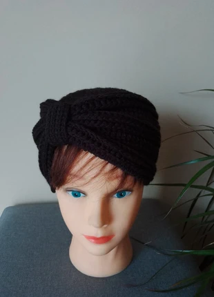 Bonnet turban noir au crochet - hiver femme, condition: New without tags, size: One size, €15.00, €16.45 includes Buyer Protection