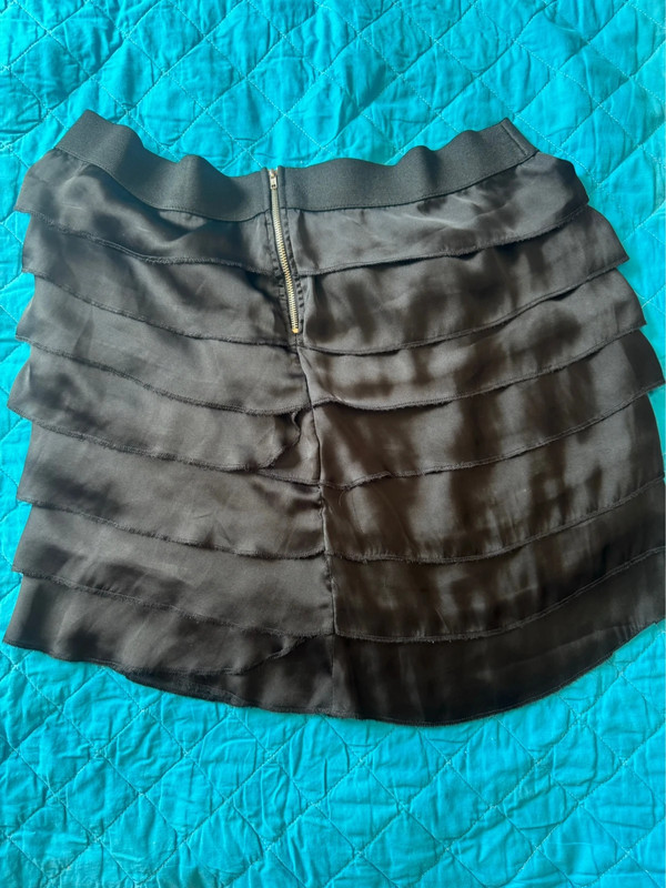 Studio w black satin feel mini skirt with ruffle details size 14 2