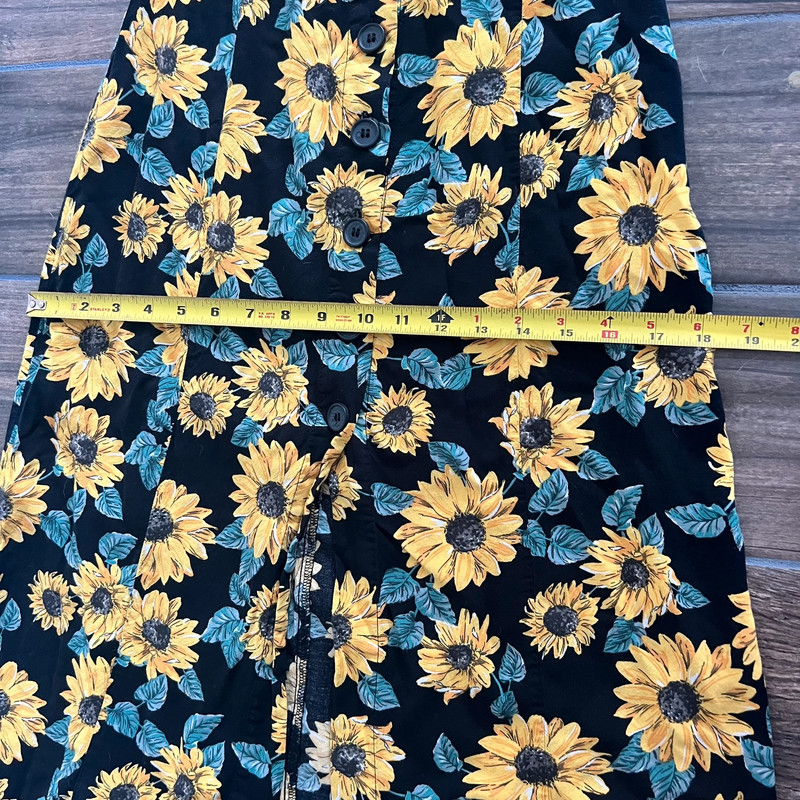 Divided MIDI Skirt Sunflower Size 0 Black Yellow Floral 3