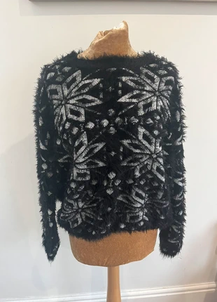 Internacionale Black Fluffy Jumper Size 14 Textured Sparkle Knit | Statement Winter Sweater, brand: Internacionale, condition: Very good, size: XL / 14, £5.50, £6.48 includes Buyer Protection Pro