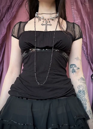 T-shirt résille et satin, brand: Vintage, condition: Very good, size: S / 36 / 8, €15.00, €16.45 includes Buyer Protection