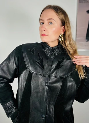 🌹 Incroyable veste longue vintage en cuir véritable à empiècements daim made in France 🌹, marque: Vintage, état: Très bon état, taille: Taille unique, 55,00 €, 58,45 € Protection acheteurs (Pro) incluse