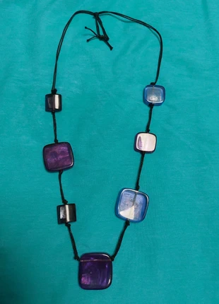 Purple and Blue Resin Square Beads Necklace, condition: Good, €3.50, €4.38 includes Buyer Protection