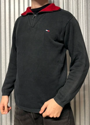1/4 zip Tommy Hilfiger vintage pull col camionneur noir gris foncé sweat half zip coton PT1-4, brand: Tommy Hilfiger, condition: Very good, size: S, €29.90, €32.10 includes Buyer Protection Pro