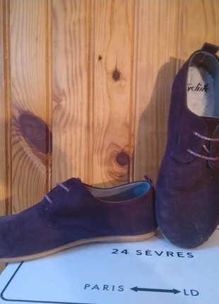 Derbies suédine prune, marca: Mon cycliste, estado: Muito bom, tamanho: 41, €15.00, €16.45 inclui Proteção do Comprador