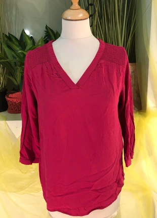 Blouse rose uni col en V manches 3/4 Street One taille 40, marca: Street One, estado: Muito bom, tamanho: L / 40 / 12, €6.00, €7.00 inclui Proteção do Comprador Pro