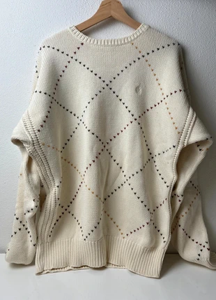 Nautica Strickpullover XL – Cremeweiß mit Rautenmuster, 100% Baumwolle, Vintage Style, marque: Nautica, état: Très bon état, taille: XL / 42 / 14, 27,00 €, 29,05 € Protection acheteurs incluse