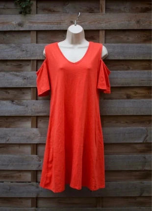 Robes casual avec manches ouvertes orange/rouge, merk: Kiabi, staat: Heel goed, maat: M / 38 / 10, € 1,00, € 1,75 inclusief Kopersbescherming