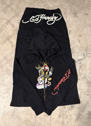Ensemble Ed Hardy survêtement jogging sweat à capuche zip noir coton y2k ladies printed SE2-7, marke: Ed Hardy, zustand: Sehr gut, größe: L / 40 / 12, 59,90 €, 63,60 € inklusive Vinted-Käuferschutz