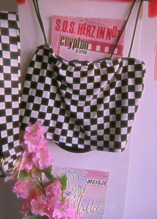 blokjes top en riem , merk: Shein, staat: Nieuw zonder prijskaartje, maat: S / 36 / 8, € 5,00, € 5,95 inclusief Kopersbescherming