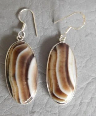 Boucle d'oreille pendentif femme jeune fille pierre onyx agate marron beige grise argent massif 925, merk: Pierre naturelle, staat: Nieuw zonder prijskaartje, € 20,00, € 21,70 inclusief Kopersbescherming Pro