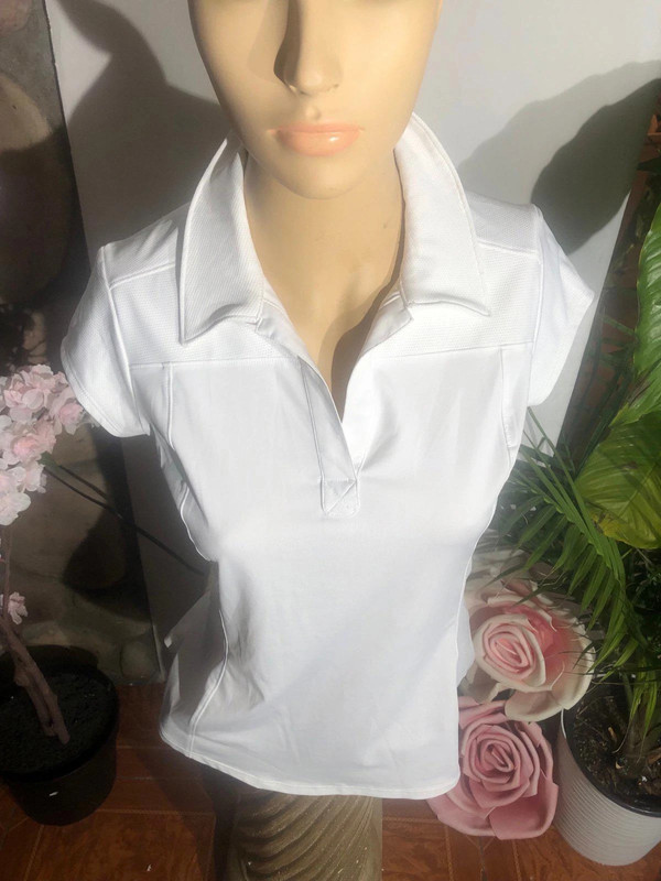 Golf Polo Top Shirt Athleta White 5