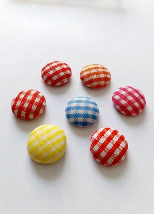 7 cabochons tissu Vichy 14 mm – orange, bleu, rose, rouge, jaune – DIY bijoux & accessoires, marke: Fantaisie, zustand: Neu, 1,00 €, 1,75 € inklusive Vinted-Käuferschutz