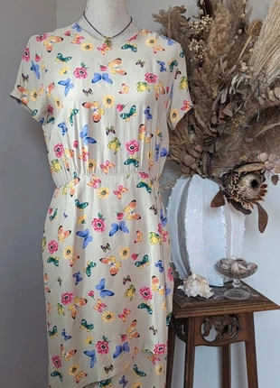 Robe légère imprimé Fleurs et papillons Vintage 90, brand: Vintage, condition: Very good, size: S / 36 / 8, €15.00, €16.45 includes Buyer Protection Pro