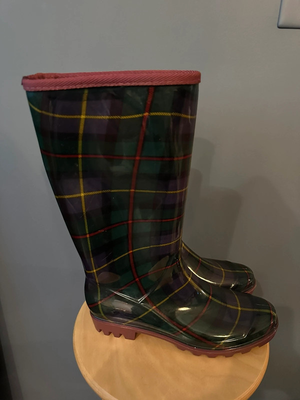 Rain Boots Size 10 Women Napa flex made in Italy Plaid 4