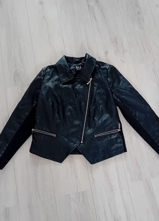 Zwart bikerjasje tussenjas lederlook XL, brand: M&S Mode, condizioni: Buone, taglia: XL / IT 46 / EU 42, €6.00, €7.00 include la Protezione acquisti