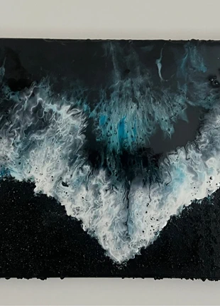 Cuadro playa negra con resina, estado: Nuevo con etiquetas, 50,00 €, 53,20 € Protección al comprador incluida