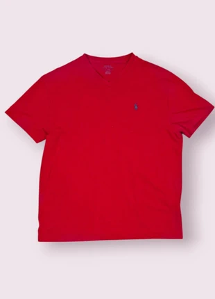 T-shirt col V Ralph Lauren – 100% coton – Logo brodé bleu – Très bon état – Rouge – Taille M, marca: Ralph Lauren, estado: Muito bom, tamanho: M, €25.00, €26.95 inclui Proteção do Comprador