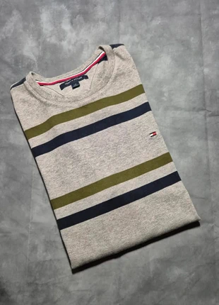 Pull col rond Tommy Hilfiger à rayures Coton • Gris • Taille L, brand: Tommy Hilfiger, condition: Very good, size: L, €21.75, €23.54 includes Buyer Protection
