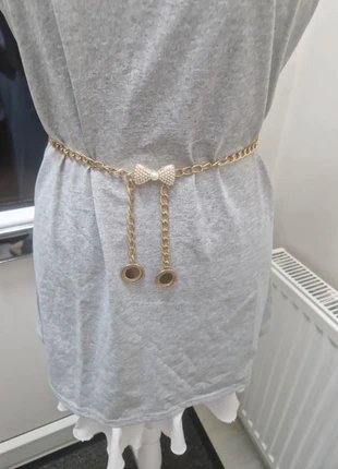 Overall length 43" to Waist 40" Y2K Bow & Chain Belt White Faux Pearls Golden-Tone Link Strap, condition: New without tags, size: Adjustable, £6.49, £7.51 includes Buyer Protection Pro