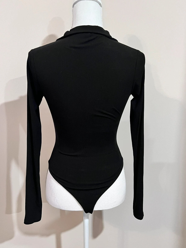 NWOT Naked Wardrobe Half Zip Bodysuit Thong Black Mock Neck Long Sleeve Sz Med 4