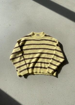 Pull rayé jaune et marron – ample, confort, col rond, brand: Atelier Melodie, condizioni: Ottime, taglia: M / IT 42 / EU 38, €69.90, €74.10 include la Protezione acquisti