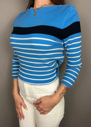 pull Lauren Ralph Lauren marinière bleu rayé marine femme T44 (XL) coton/modal vintage LTH 216, merk: Ralph Lauren, staat: Heel goed, maat: XL / 42 / 14, € 18,00, € 19,60 inclusief Kopersbescherming Pro