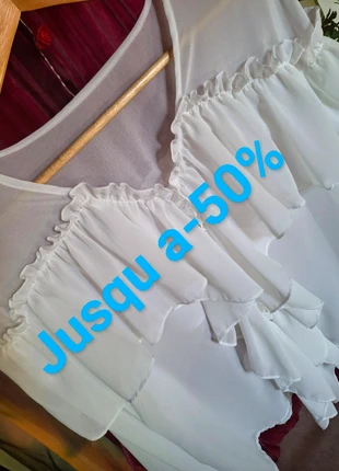 Chemisier blanc fluide a volants, marca: Lolita, estado: Nuevo sin etiquetas, tamaño: L / 40 / 12, 20,00 €, 21,70 € Protección al comprador incluida