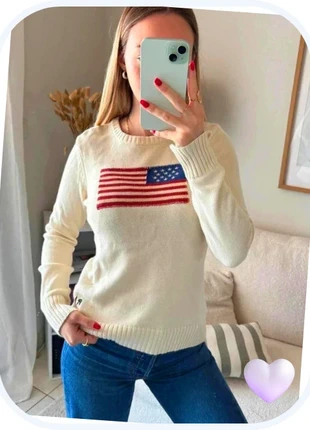 Pull Ralph Lauren femme blanc crème logo USA flag drapeau bleu rouge blanc / Taille M, marke: Ralph Lauren, zustand: Sehr gut, größe: M / 38 / 10, 100,00 €, 105,70 € inklusive Vinted-Käuferschutz