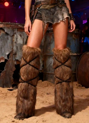 Bas en fourrure - Taille unique - Couleur : Marron, merk: y2k, staat: Nieuw zonder prijskaartje, maat: Universeel, € 28,00, € 30,10 inclusief Kopersbescherming