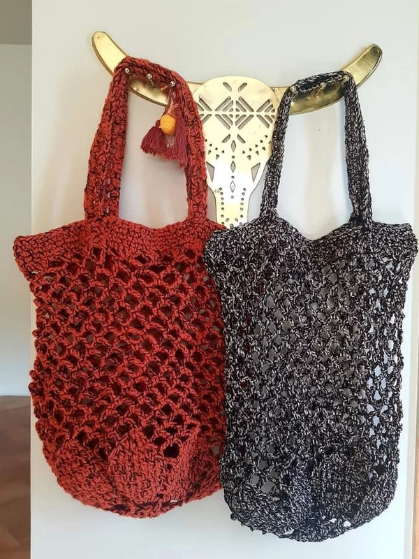 Filet sac courses marron fait main au crochet Vinted