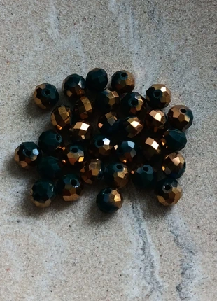 Fil de perles rondelles à facettes en verre, bicolore vert/doré 8x6 mm - PVE1-23, staat: Nieuw met prijskaartje, € 1,70, € 2,49 inclusief Kopersbescherming Pro