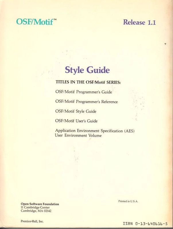 osf motif style guide release 1.1 Open Source Fondation Prentice Hall 1990 2