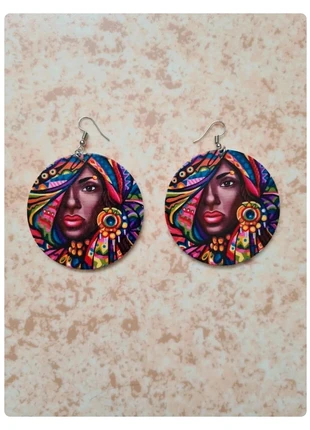 Boucles d'oreilles imprimé coloré femme afro ethnique, condition: New without tags, €1.00, €1.75 includes Buyer Protection