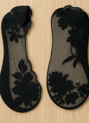 🌸2 Paar Damen Spitzensöckchen Transparent Schwarz, staat: Nieuw zonder prijskaartje, maat: Universeel, € 4,95, € 5,90 inclusief Kopersbescherming