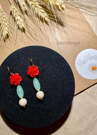 Pendientes flamenca flor roja, marca: Flamenca, estado: Novo sem etiquetas, €8.00, €9.10 inclui Proteção do Comprador