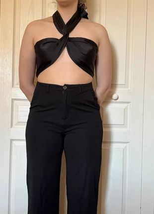 Mini top noir satin, brand: PrettyLittleThing, condition: New without tags, size: S / 36 / 8, €5.00, €5.95 includes Buyer Protection
