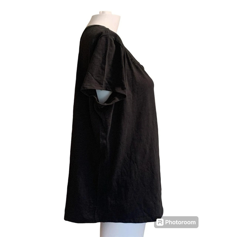 White House Black Market Women's Size Large Blouse Black Casual Short Sleeve Top 2