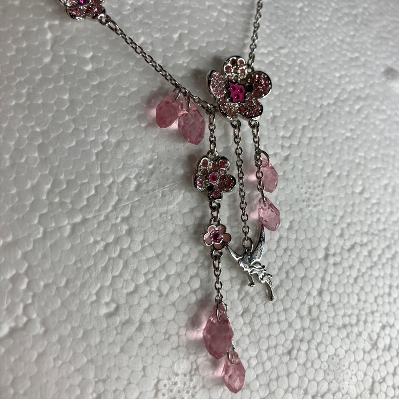 Sakura Blossom Disney Tinkerbell Swarovski Necklace 1