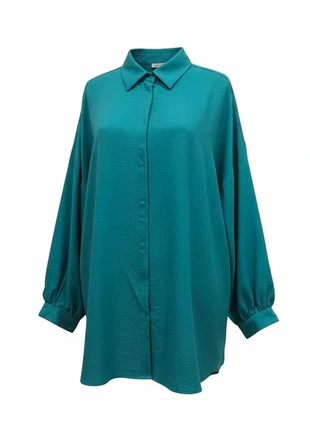 Chemise turquoise grande taille 58 bohème chic – col boutonné, tissu léger, coupe fluide 🌊, merk: Mylène, staat: Nieuw zonder prijskaartje, maat: 9XL / 58 / 30, € 18,22, € 19,83 inclusief Kopersbescherming Pro