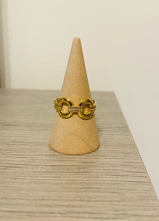Bague fine ajustable doré double maillons acier inoxydable, marke: Boutique Parisienne, zustand: Sehr gut, größe: Größenverstellbar, 7,00 €, 8,05 € beinhaltet Vinted-Käuferschutz Pro