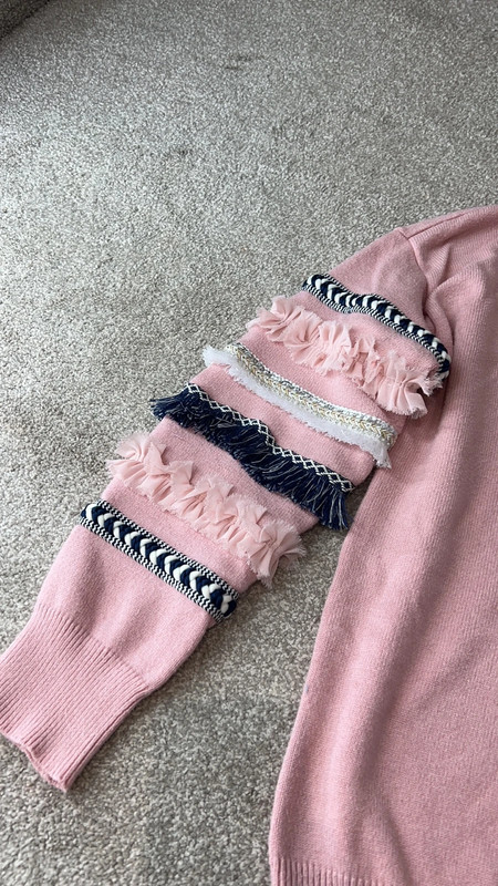 Cameo rose pink jumper with embellishment on arms Vinted